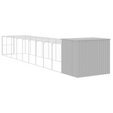 vidaXL Dog House with Run Light Gray 84.3"x420.9"x71.3" Galvanized Steel