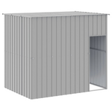 vidaXL Dog House with Run Light Gray 84.3"x420.9"x71.3" Galvanized Steel