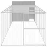 vidaXL Dog House with Run Light Gray 84.3"x340.6"x71.3" Galvanized Steel