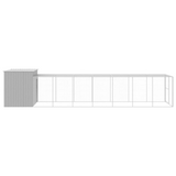 vidaXL Dog House with Run Light Gray 84.3"x340.6"x71.3" Galvanized Steel