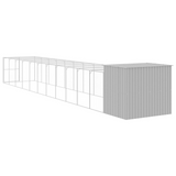 vidaXL Dog House with Run Light Gray 84.3"x501.2"x71.3" Galvanized Steel