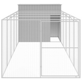 vidaXL Dog House with Run Light Gray 84.3"x260.2"x71.3" Galvanized Steel