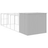 vidaXL Dog House with Run Light Gray 84.3"x260.2"x71.3" Galvanized Steel