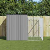 Buy vidaXL Dog House with Run Light Gray - Galvanized Steel | vidaXL.com