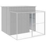 Buy vidaXL Dog House with Run Light Gray - Galvanized Steel | vidaXL.com