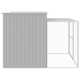 Buy vidaXL Dog House with Run Light Gray - Galvanized Steel | vidaXL.com