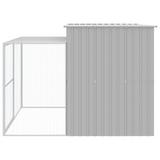 Buy vidaXL Dog House with Run Light Gray - Galvanized Steel | vidaXL.com