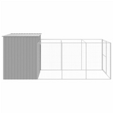 vidaXL Dog House with Run Light Gray 84.3"x179.9"x71.3" Galvanized Steel