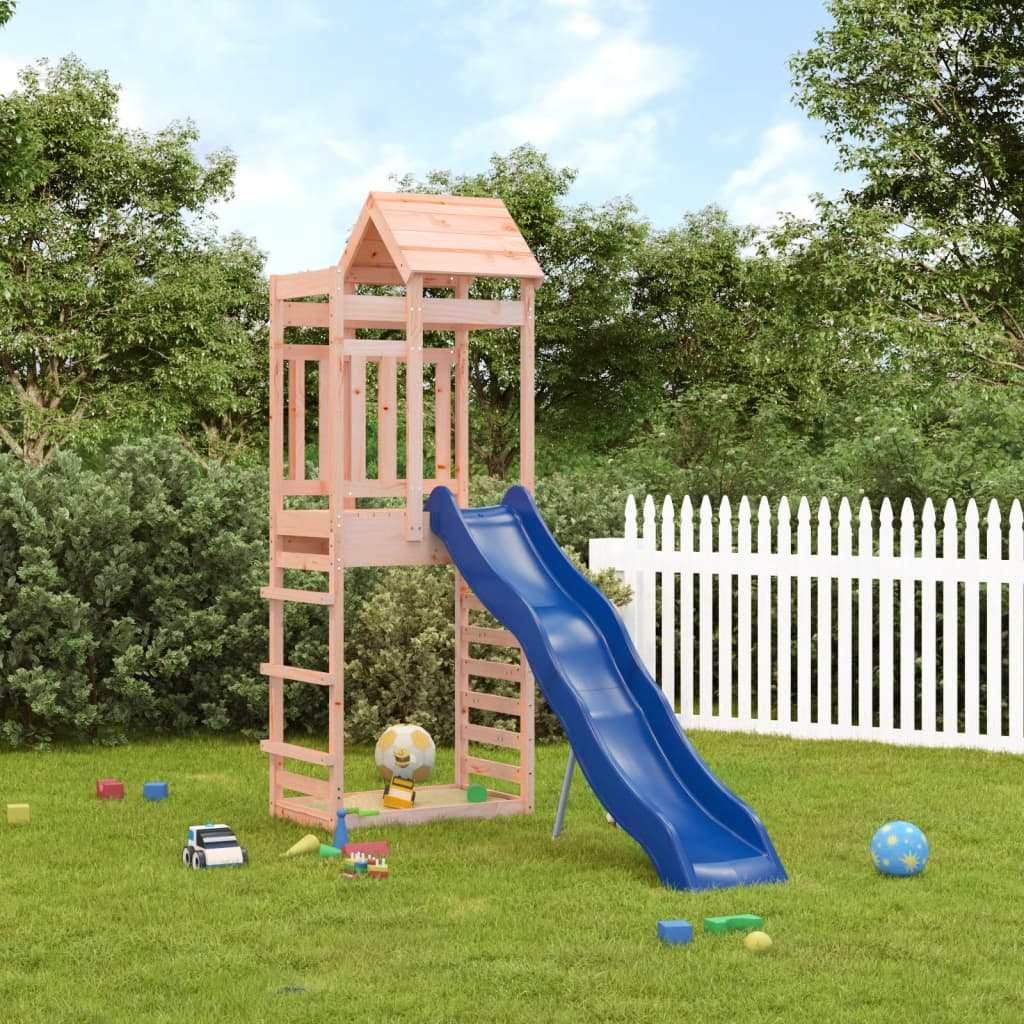 vidaXL Outdoor Playset Solid Wood Douglas - Garden Climbing Frame with Wave Slide and Rock Wall