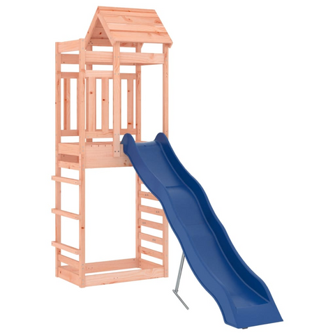 vidaXL Outdoor Playset Solid Wood Douglas - Garden Climbing Frame with Wave Slide and Rock Wall