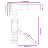 vidaXL Outdoor Playset Solid Wood Douglas - Garden Climbing Frame with Wave Slide and Rock Wall