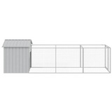 vidaXL Dog House with Roof Light Gray 46.1"x159.4"x48.4" Galvanized Steel