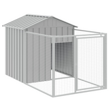 vidaXL Dog House with Roof Light Gray 46.1"x159.4"x48.4" Galvanized Steel