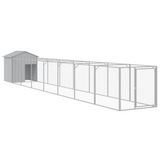 vidaXL Dog House with Roof Light Gray 46.1"x320.1"x48.4" Galvanized Steel