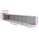 vidaXL Dog House with Roof Light Gray 46.1"x320.1"x48.4" Galvanized Steel