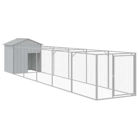 vidaXL Dog House with Roof Light Gray 46.1"x239.8"x48.4" Galvanized Steel