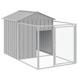 vidaXL Dog House with Roof Light Gray 46.1"x239.8"x48.4" Galvanized Steel