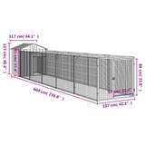 vidaXL Dog House with Roof Light Gray 46.1"x239.8"x48.4" Galvanized Steel