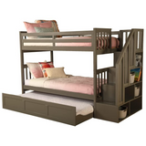 Kelcie Twin-Twin Bunk Bed Dark Gray-Trundle Bed - Sturdy Hardwood Construction, Easy Assembly