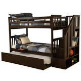 Kelcie Twin-Twin Bunk Bed Dark Chocolate - Trundle Bed + Tray