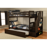 Kelcie Twin-Twin Bunk Bed Dark Chocolate - Trundle Bed + Tray