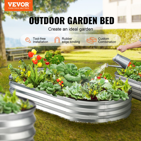 VEVOR Raised Garden Bed | Galvanized Metal Planter Box | Outdoor Planting Boxes