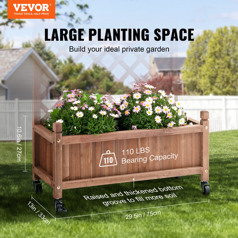 VEVOR Raised Garden Bed with Trellis, 30" x 13" x 61.4" - Outdoor Wood Planter Box