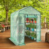 VEVOR Walk-in Green House, 4.6 x 4.6 x 6.6 ft, Greenhouse with Shelves and Zipper Door