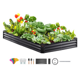 VEVOR Galvanized Raised Garden Bed Planter Box 94.5x47.2x11" Flower Vegetable - Spacious Planting Space, Easy Installation, User-friendly Design