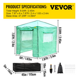 VEVOR 8'x 6'x 8' Pop-Up Greenhouse | Set Up in Minutes | Portable Greenhouse with Doors & Windows