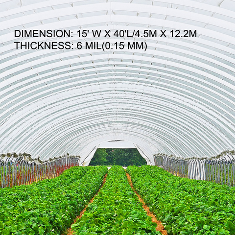 VEVOR Greenhouse Film 15 x 40 ft | UV Resistant Polyethylene Film