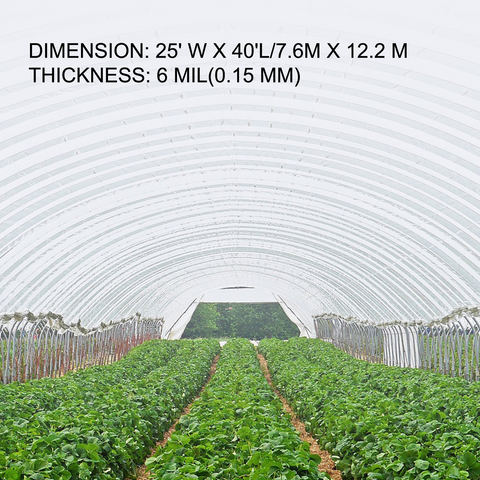 VEVOR Greenhouse Film 25 x 40 ft - Durable Polyethylene Film for Greenhouses