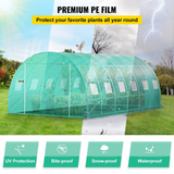 VEVOR Walk-in Tunnel Greenhouse - Portable Plant Hot House with Galvanized Steel Hoops and Roll-up Windows, Green