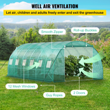 VEVOR Walk-in Tunnel Greenhouse - Portable Plant Hot House with Galvanized Steel Hoops and Roll-up Windows, Green