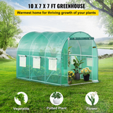 VEVOR Walk-in Tunnel Greenhouse - Portable Plant Hot House with Galvanized Steel Hoops, Zippered Door, and 6 Roll-up Windows, Green