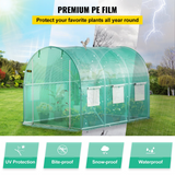 VEVOR Walk-in Tunnel Greenhouse - Portable Plant Hot House with Galvanized Steel Hoops, Zippered Door, and 6 Roll-up Windows, Green