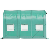 VEVOR Walk-in Tunnel Greenhouse - Portable Plant Hot House with Galvanized Steel Hoops, Zippered Door, and 6 Roll-up Windows, Green