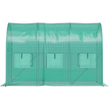 VEVOR Walk-in Tunnel Greenhouse - Portable Plant Hot House with Galvanized Steel Hoops, Zippered Door, and 6 Roll-up Windows, Green