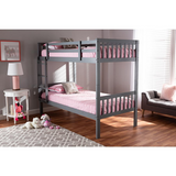 Baxton Studio Jude Modern and Contemporary Grey Finished Wood Twin Size Bunk Bed