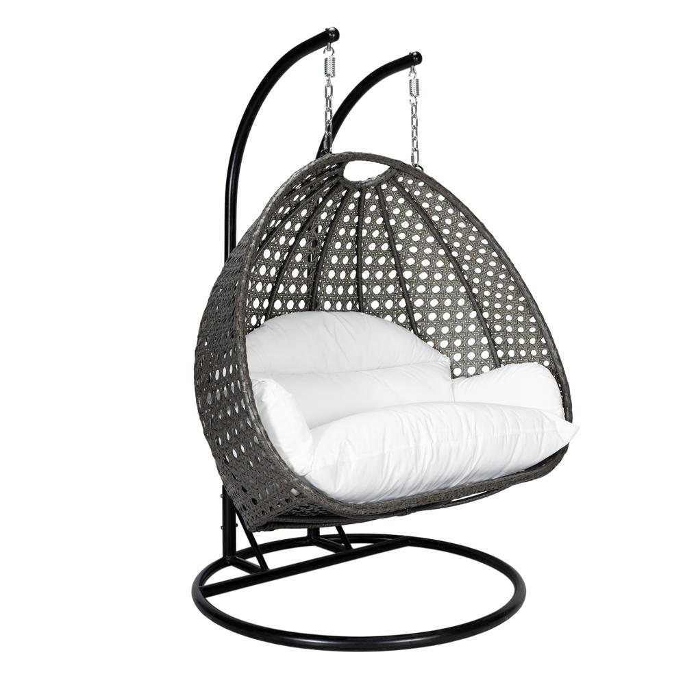 Charcoal Wicker Hanging 2 Person Egg Swing Chair | Outdoor Comfort