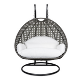 Charcoal Wicker Hanging 2 Person Egg Swing Chair | Outdoor Comfort