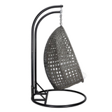 Charcoal Wicker Hanging 2 Person Egg Swing Chair | Outdoor Comfort