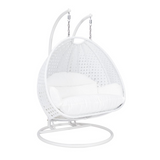 White Wicker Hanging 2 Person Egg Swing Chair - Outdoor Comfort and Relaxation