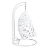 White Wicker Hanging 2 Person Egg Swing Chair - Outdoor Comfort and Relaxation