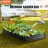 VEVOR Galvanized Raised Garden Bed Planter Box 94.5x47.2x11" Flower Vegetable - Spacious Planting Space, Easy Installation, User-friendly Design