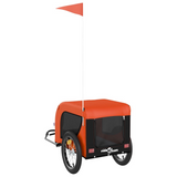 vidaXL Pet Bike Trailer - Orange and Black Oxford Fabric and Iron