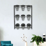 Nine Pot Metal Framed Wall Planter - Add Life to Your Indoor and Outdoor Spaces