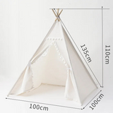 Teepee Play Tent - Cotton Canvas & Wooden Poles | Unique Features | Side Window