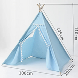 Teepee Play Tent for Imaginative Play | Cotton Canvas, Wooden Poles, Side Window