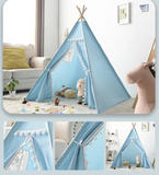 Teepee Play Tent for Imaginative Play | Cotton Canvas, Wooden Poles, Side Window